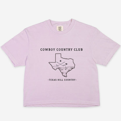 Texas Hill Country Cowboy Country Club Crop Tee