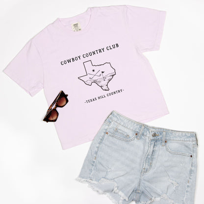 Texas Hill Country Cowboy Country Club Crop Tee