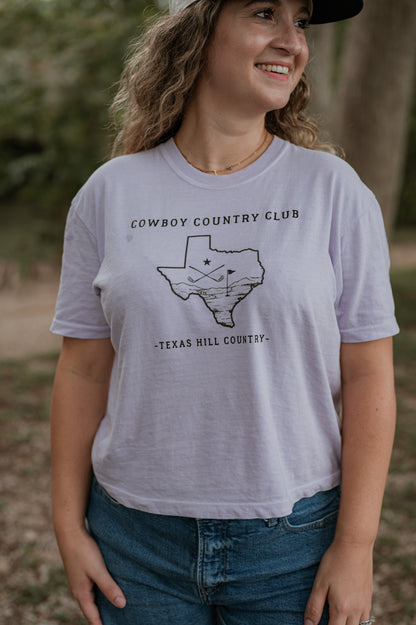 Texas Hill Country Cowboy Country Club Crop Tee